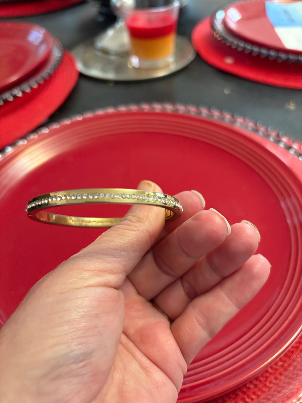kate spade Gold Crystal Pavé Bangle Bracelet, push clasp, EUC - Picture 3 of 6